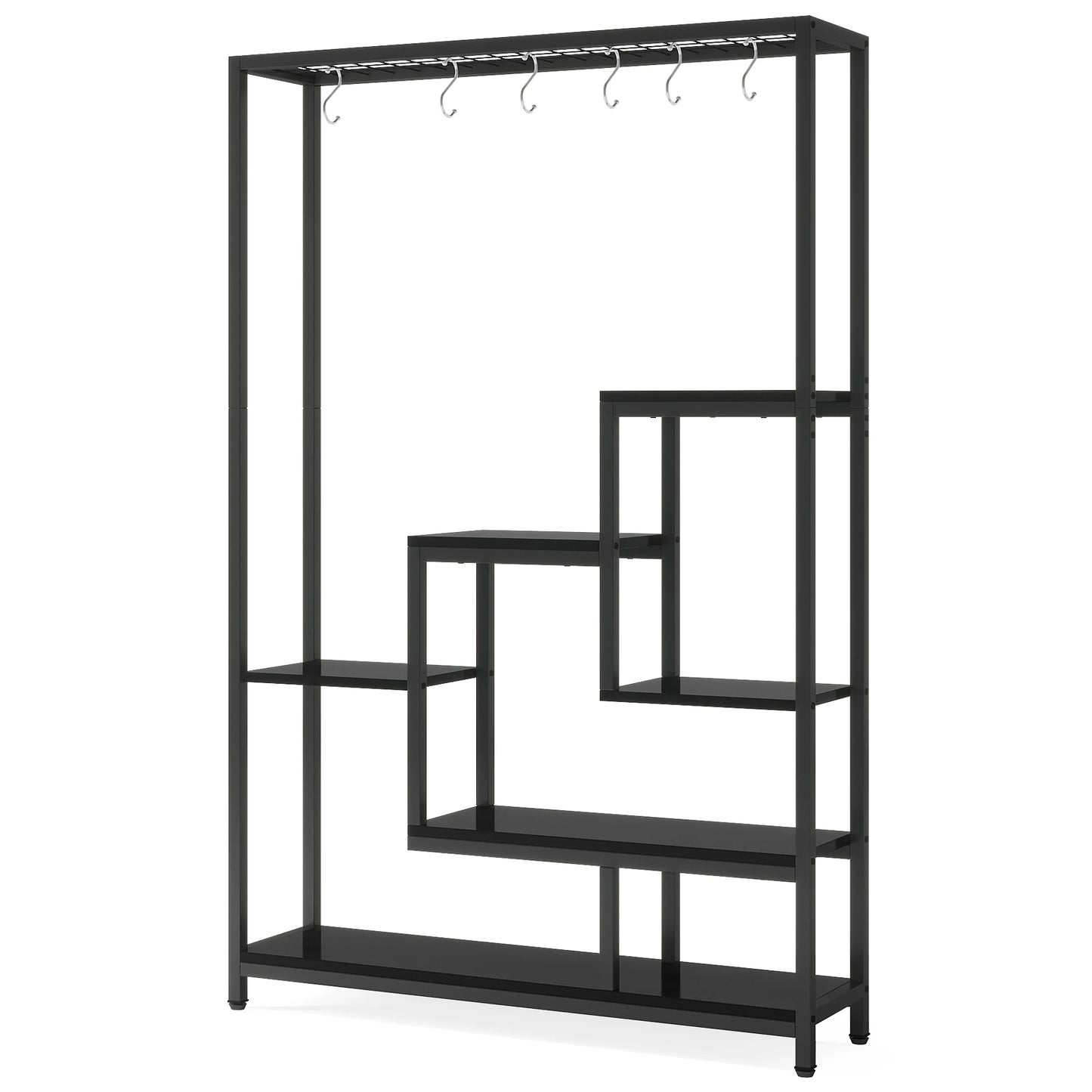 Tribesigns 5 Tiers Tall Indoor Plant Stand 70.9" Large Metal Plant Shelf+10 PC S Hanging Hooks