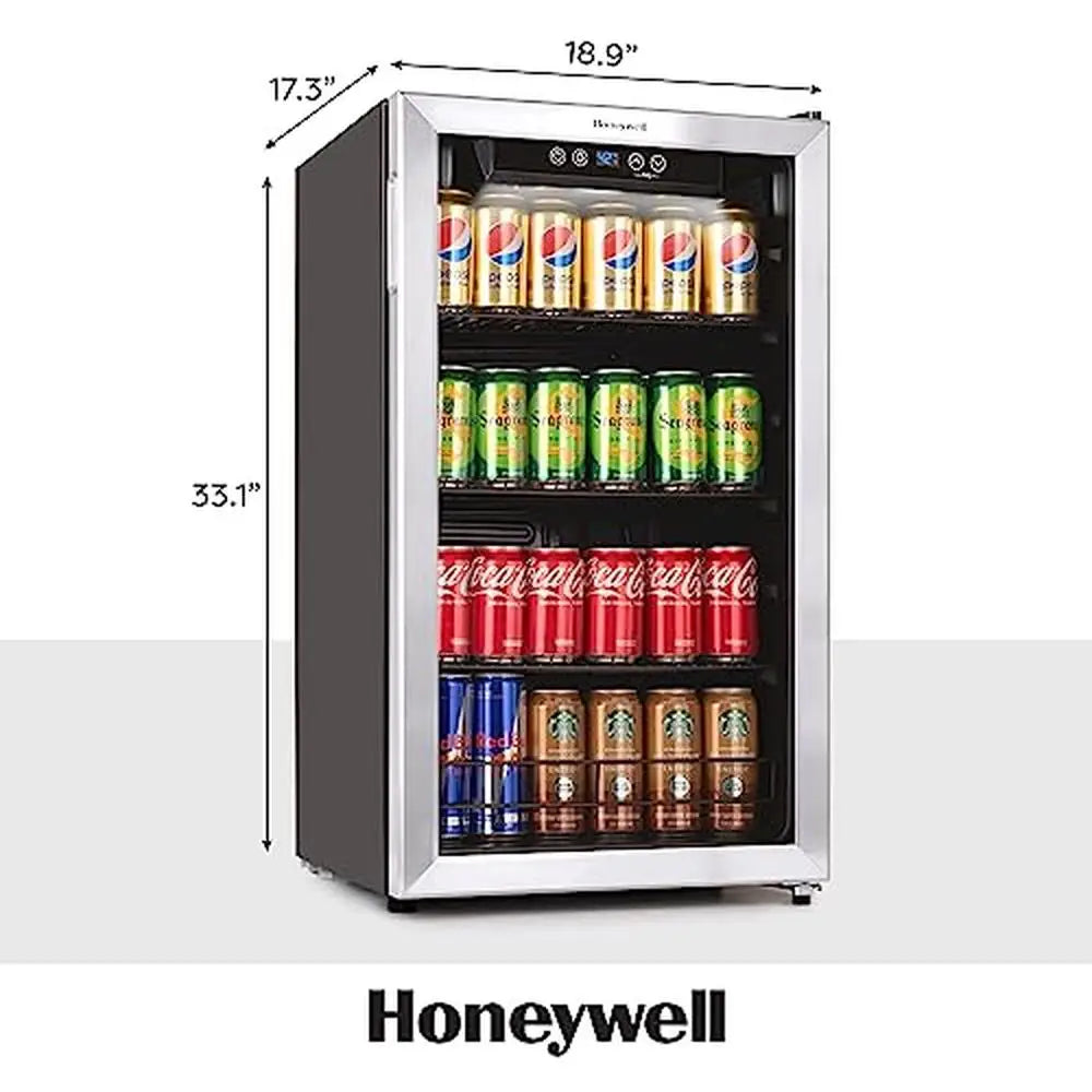 Glass Door Beverage Refrigerator & Cooler w/ Adjustable Shelves LED Light Home Office Bar 3.2 cu ft