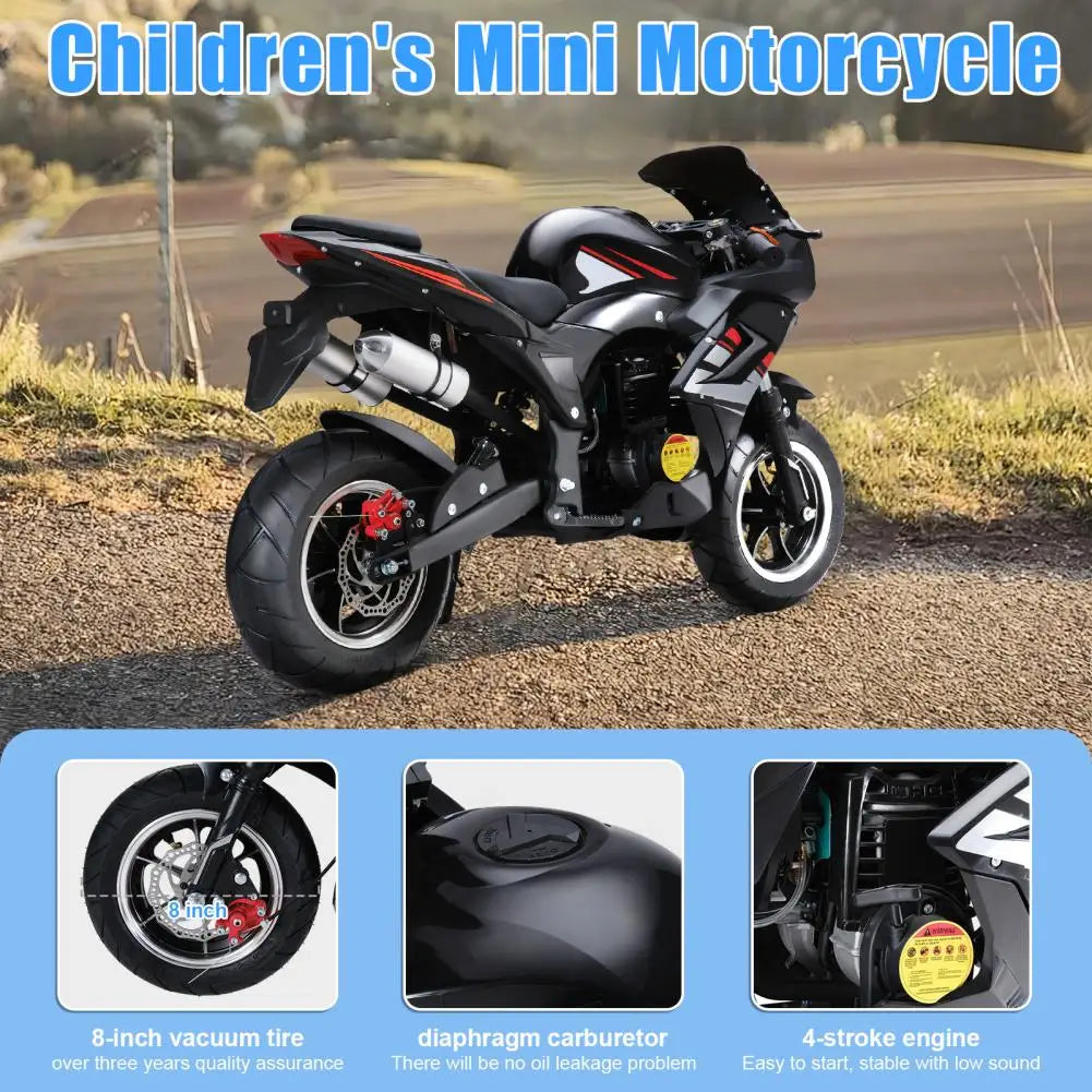 49cc 4-Stroke Pocket Rocket Motorcycle, 8 Inch Wheels Mini Motorcycle, Gas Pocket Motorbike