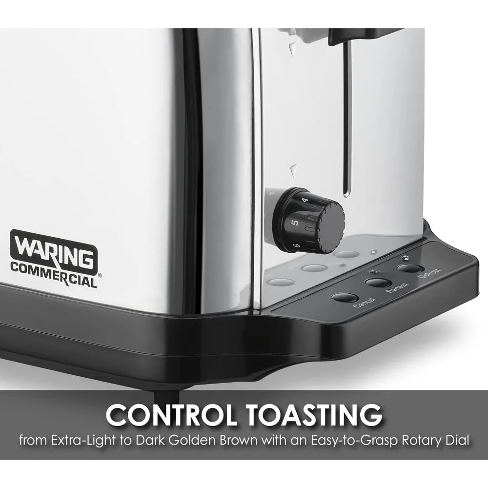 WARING Commercial WCT704 4 Slice Extra Long Slot Light Duty Pop-Up Toaster, 120V, 5-15 Phase Plug