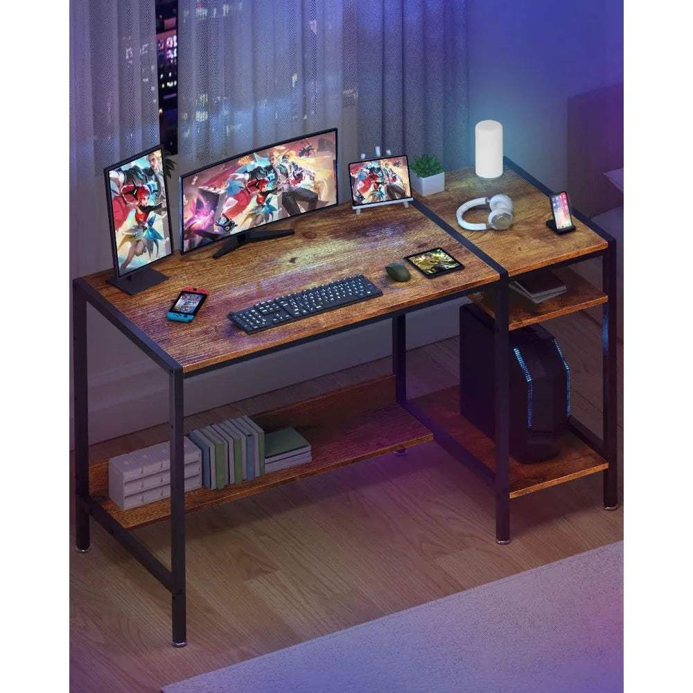 ANGDUO Computer Desk - 39” Gaming Desk, Home Office w/ Storage, Small Desk w/Monitor Stand