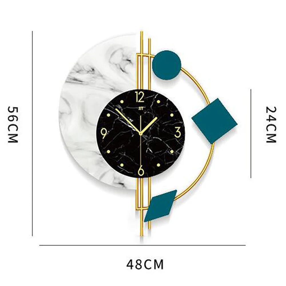 Silent Wall Clock Wall Decorations Creative Semicircle Marble Quartz Wall Clock Gift