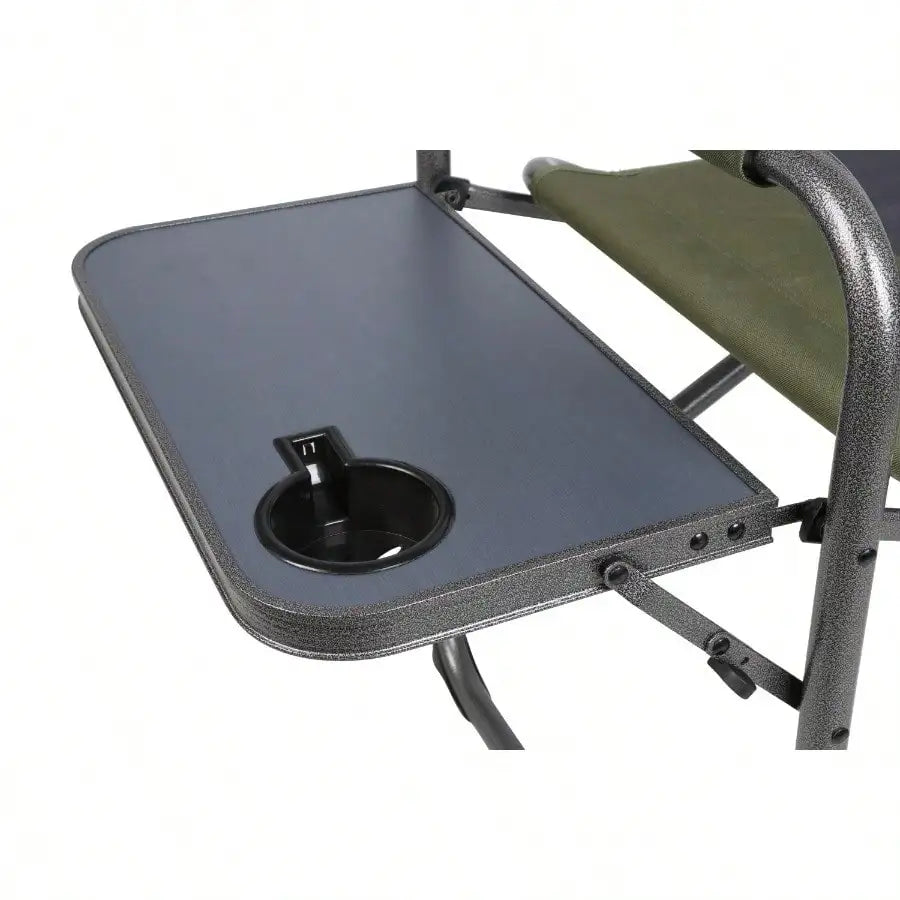 Oversized Director Chair with Side Table, Outdoor, Adult, Green Fabric Camping Chair, Green