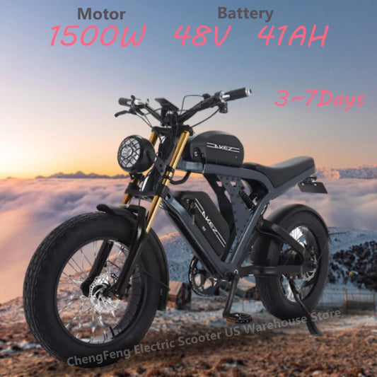Ebike AKEZ King Kong1500W 48V 41AH dual battery, 20-inch fat tires, hydraulic oil brakes
