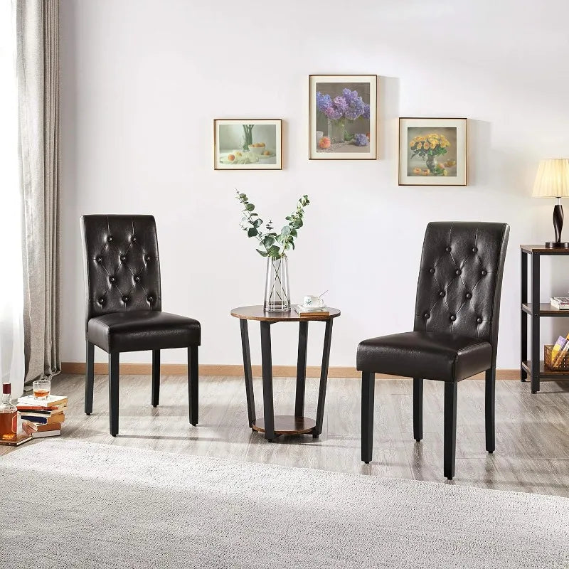 Button Tufted Dining Chairs Set of 4,Faux Leather Dining Room Chair with Rubber Wood Legs