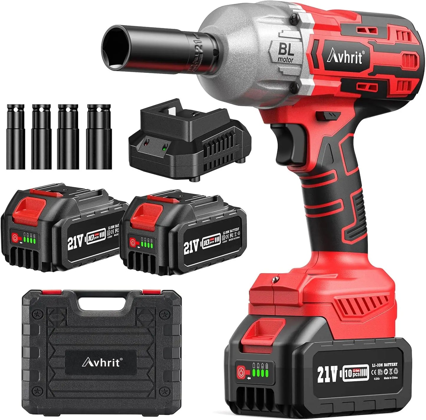 Avhrit Cordless Impact Wrench 1/2, High Torque 700Ft-lbs(950N.m)/2X 4000mAh Battery Fast Charger