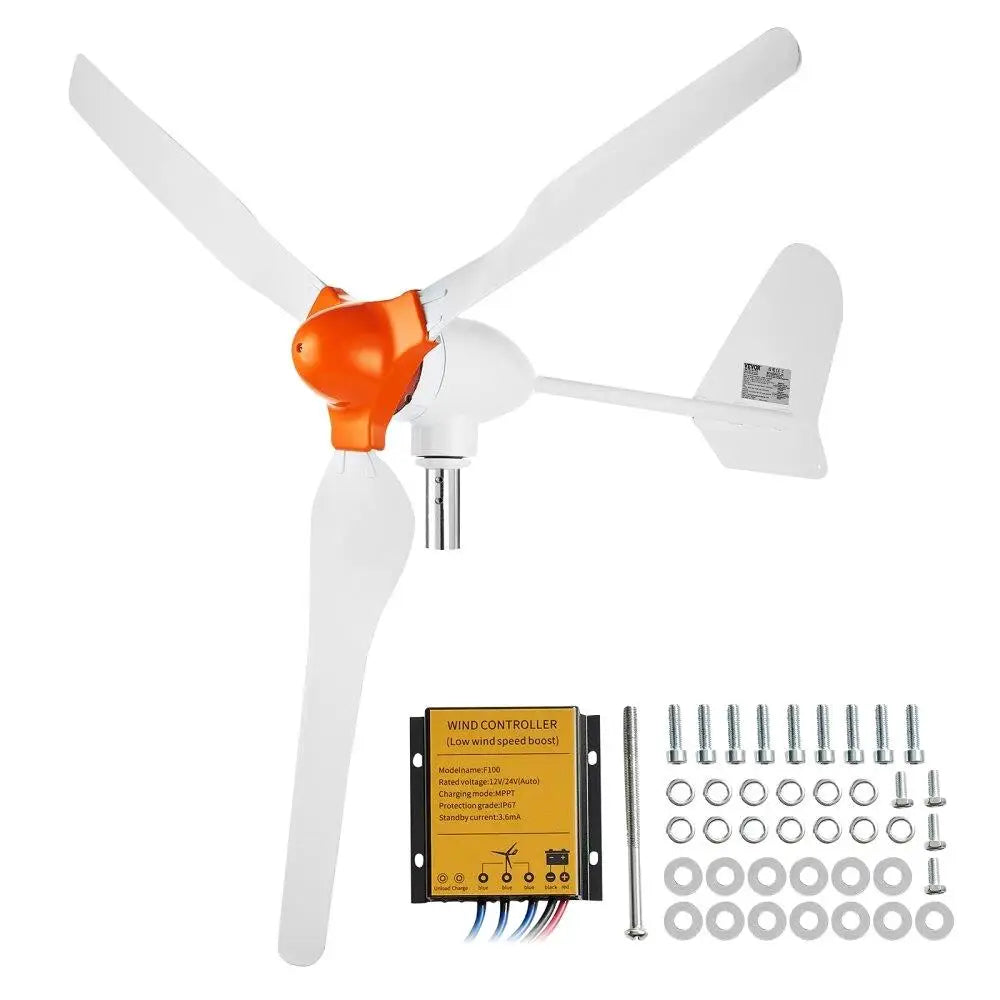 800W 12V 3 Blade Wind Turbine with MPPT Controller Adjustable for 2.5m/s Start Wind Speed