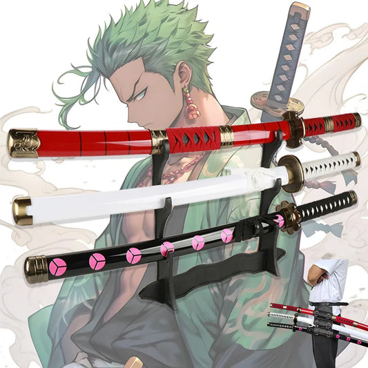 80cm/31.5＂Anime  Roronoa Zoro Katana Sword Wooden Enma Purple Unisex Halloween Party Gifts