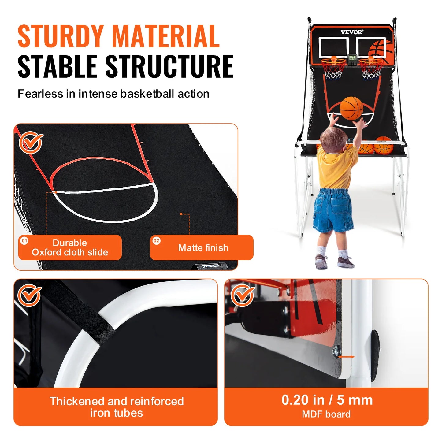 VEVOR Foldable Basketball Arcade Game, 2 Player  Home Dual Shot Sport with 4 Balls 8 Game Modes