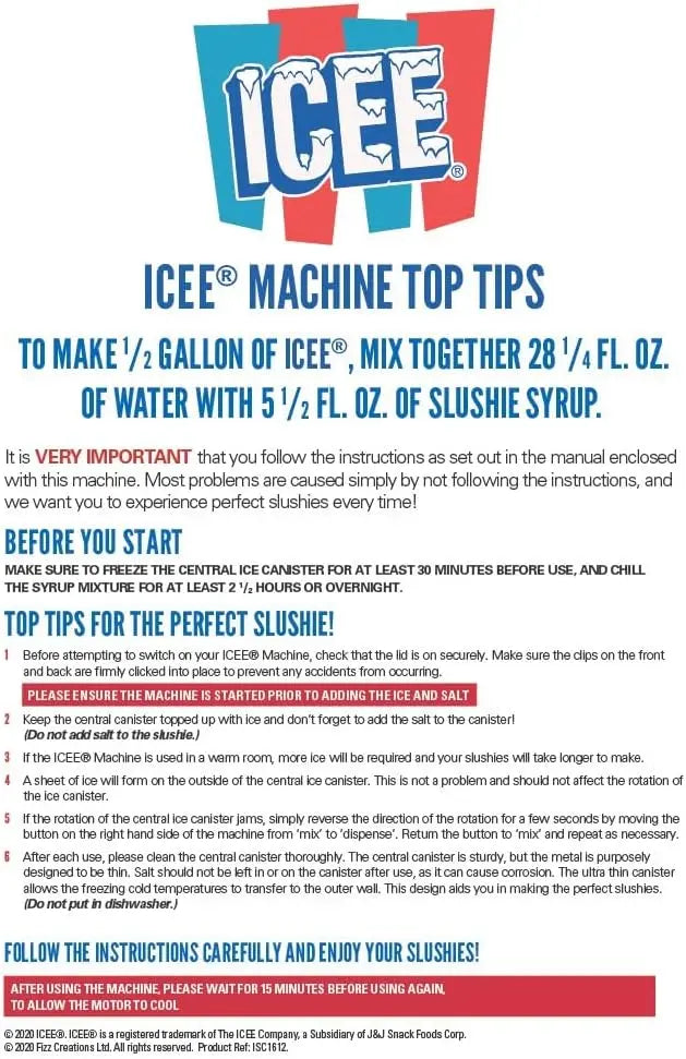 Genuine ICEE Brand Counter-Top Sized ICEE Slushie Maker - Spins Your Pre-Chilled Ingredients