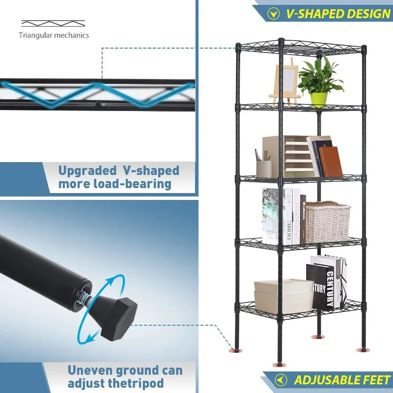 Storage Shelves 2100Lbs Capacity, 6-Shelf on Casters 48" L×18" W×72" H Commercial Wire Shelving Unit