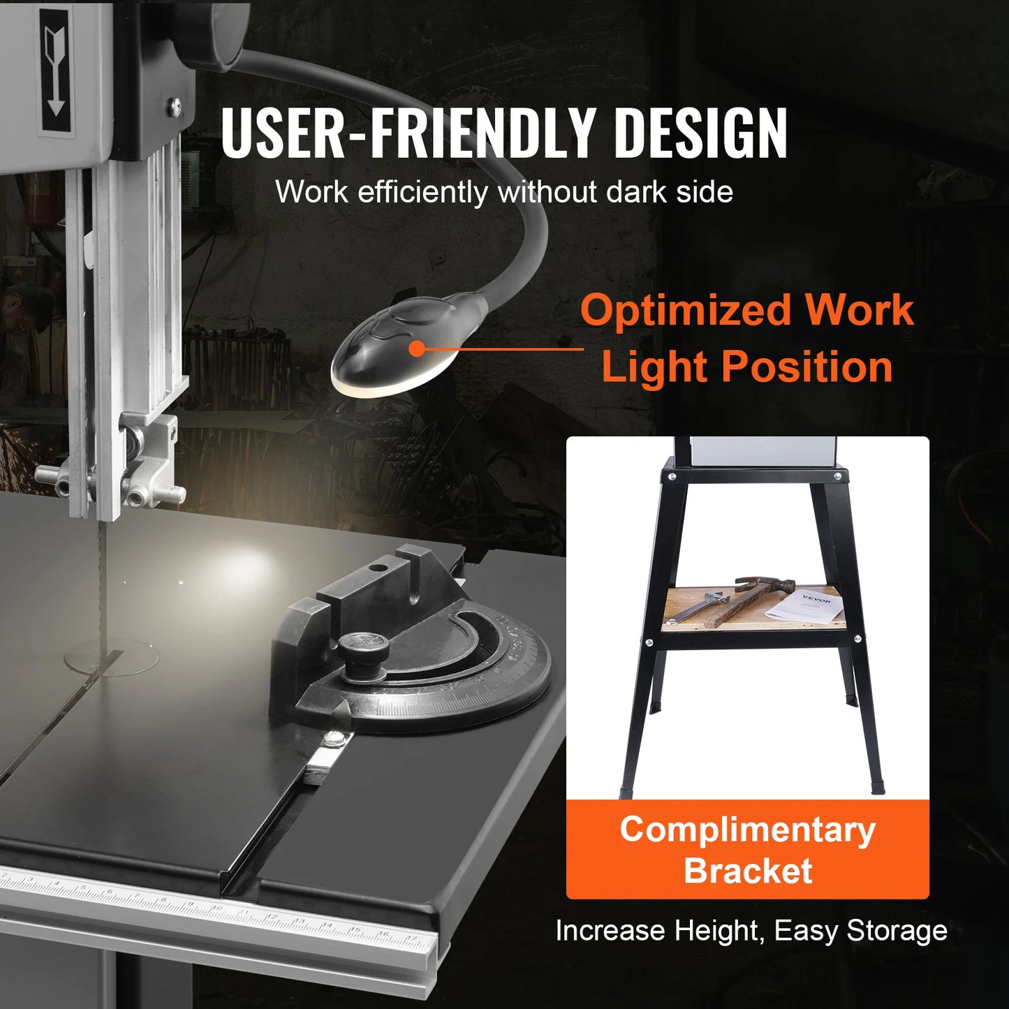 VEVOR 10/14Inch Band Saw 2-Speed Continuously Viable Benchtop Bandsaw with Optimized Work Light