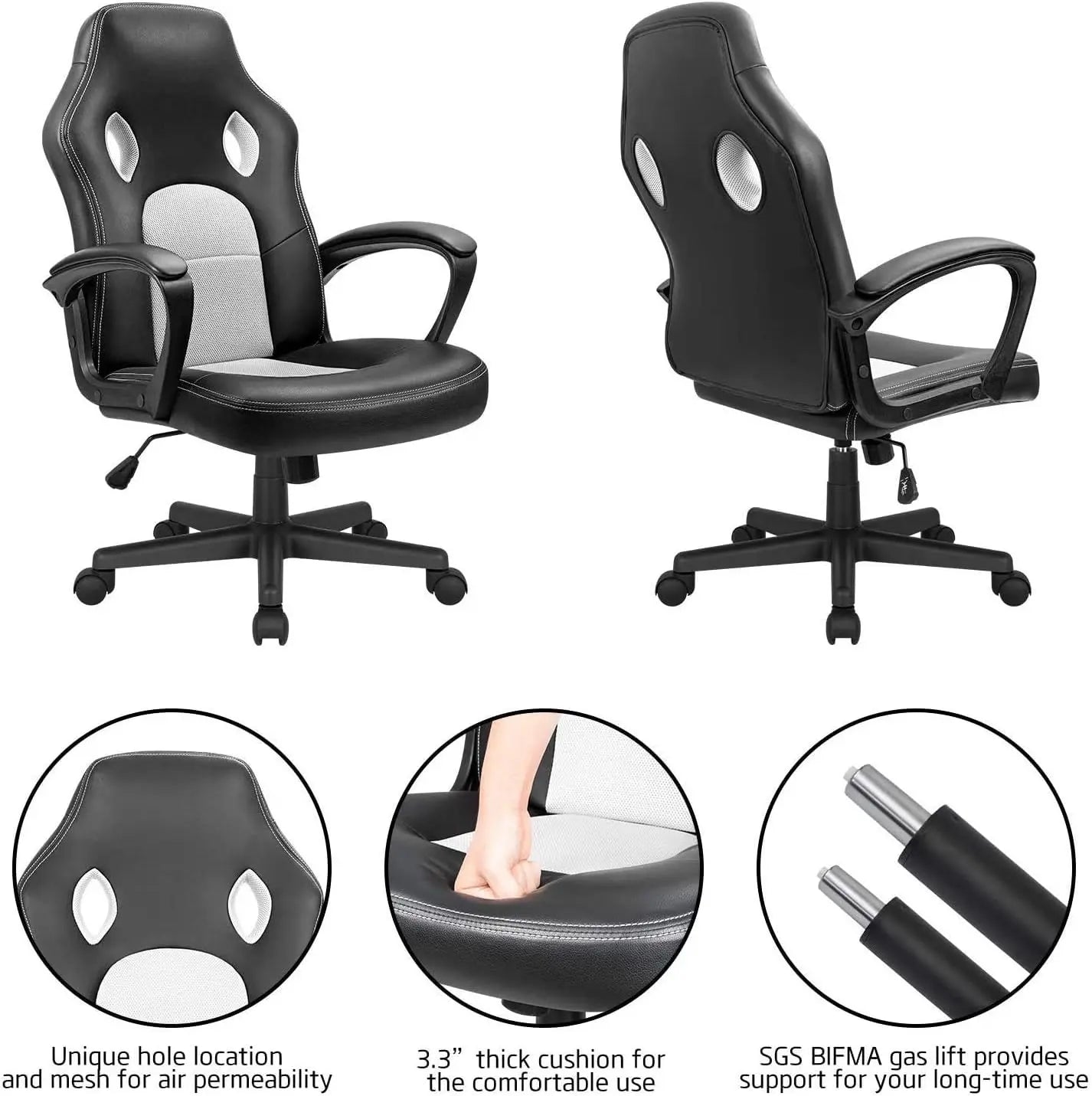 Office Gaming Chair High Back Leather Computer Chairs Ergonomic Height Adjustable Racing Game