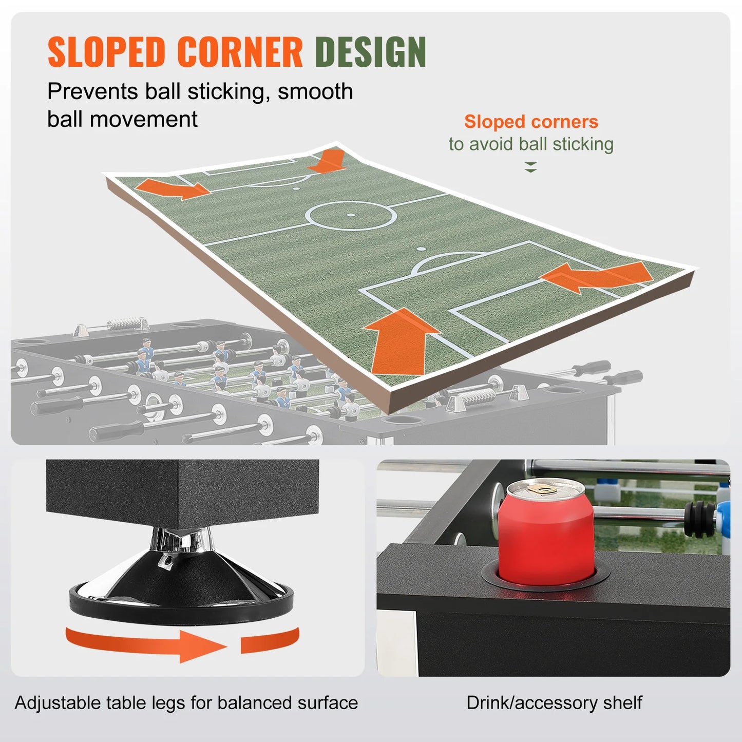 VEVOR Foosball Table Game 55in Soccer Tabletop Standard Size Tabletop Soccer w/Foosball Table Set