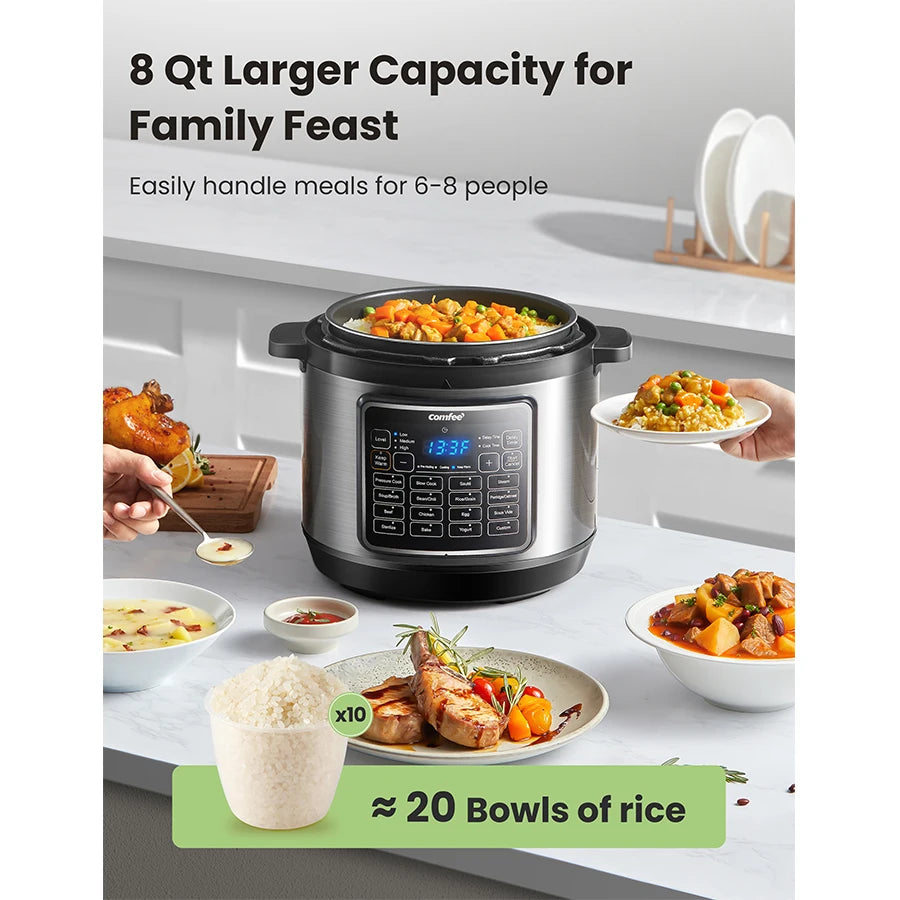 COMFEE’ 16 in 1 Electric Pressure Cooker 8 qt Instant Multi Cooker Non-Stick Pot