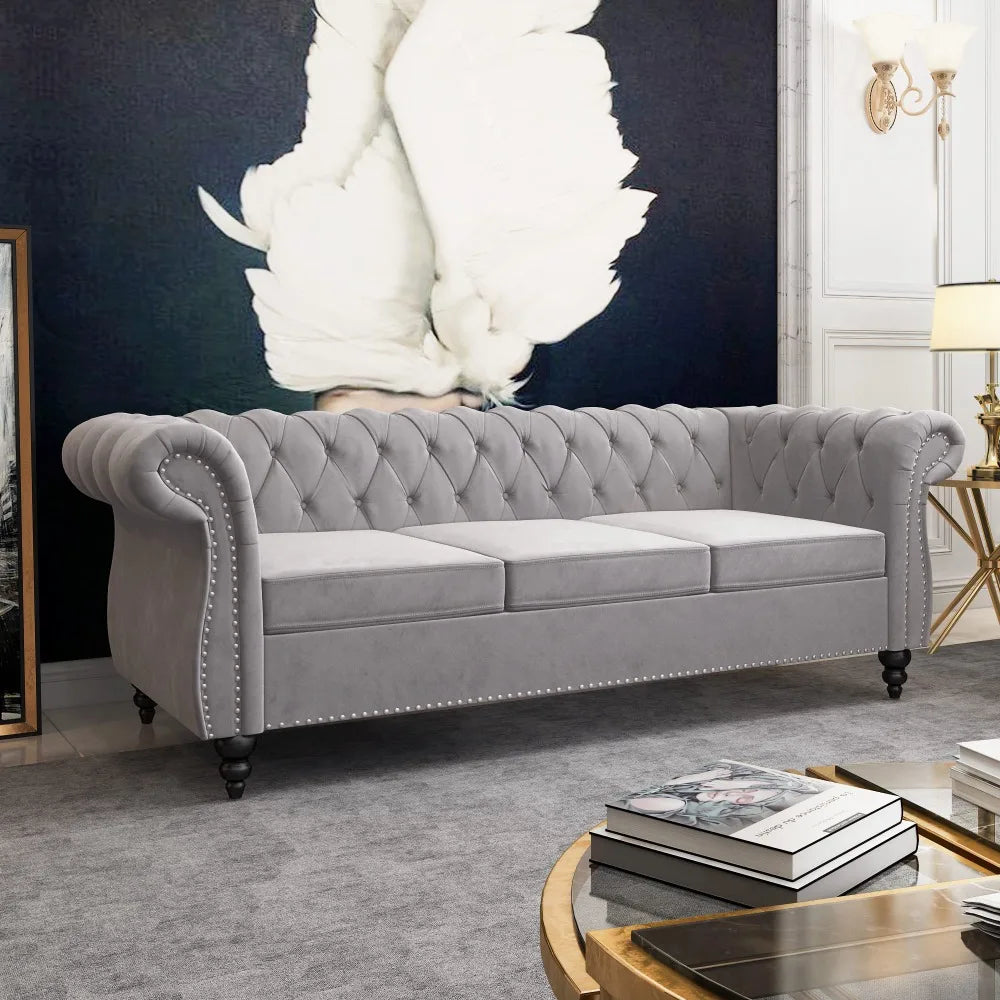 2024 New Large Sofa, Modern 3 Seater Couch Furniture, Sofa Classic Tufted Settee Sofa Tufted Back