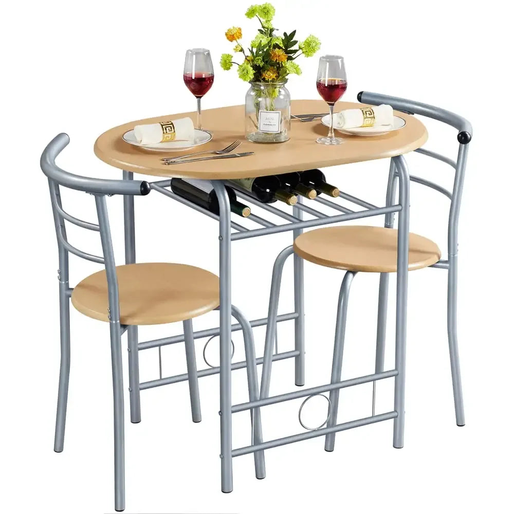 Alden Design Modern Dining Set 3pcs round Table And 2 Chairs Multiple Colors Available