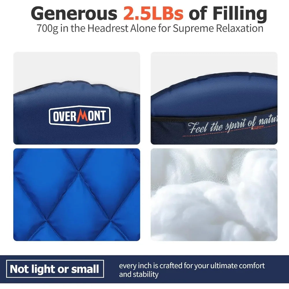 Oversized XL Camping Chair - 450lbs Support Heavy-Duty Padded Folding Chair w/Cup Holder Cooling Bag