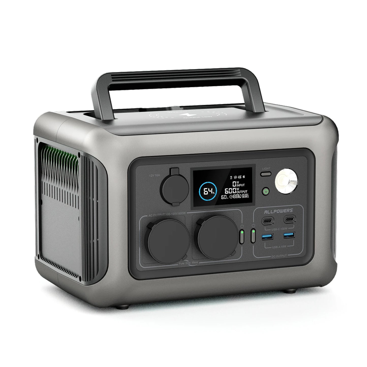 ALLPOWERS Portable Power Station R600, 299Wh LiFeP04 Battery with 2x 600W (1200W Surge) AC Outlets