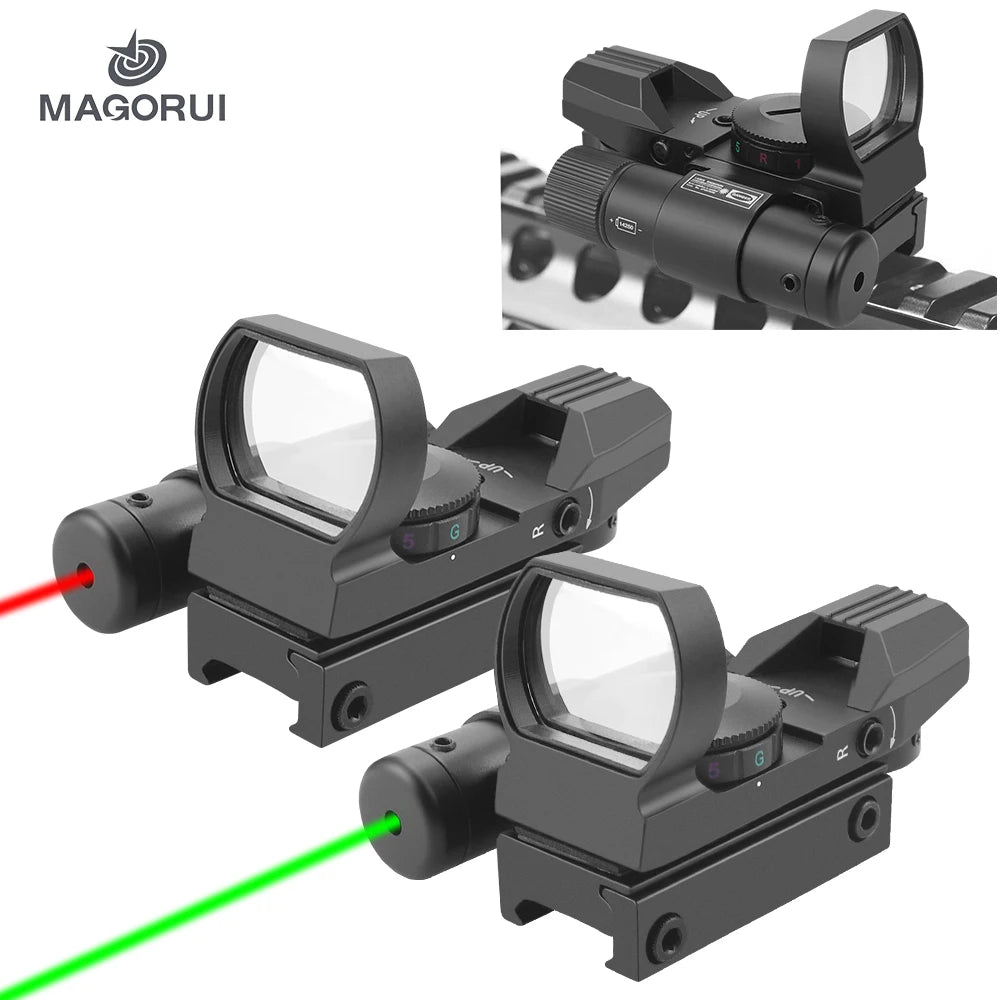 Magorui Green Red Dot Reflex Laser Sight Scope 4 Styles Display Holographic Illuminated 20mm