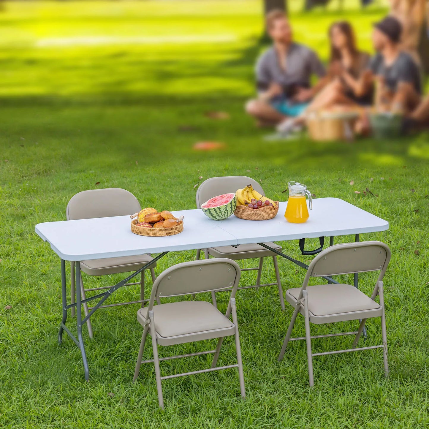JHK 4/6/8 FT Portable Folding Outdoor Indoor Table Heavy Duty Foldable/ Safety Lock