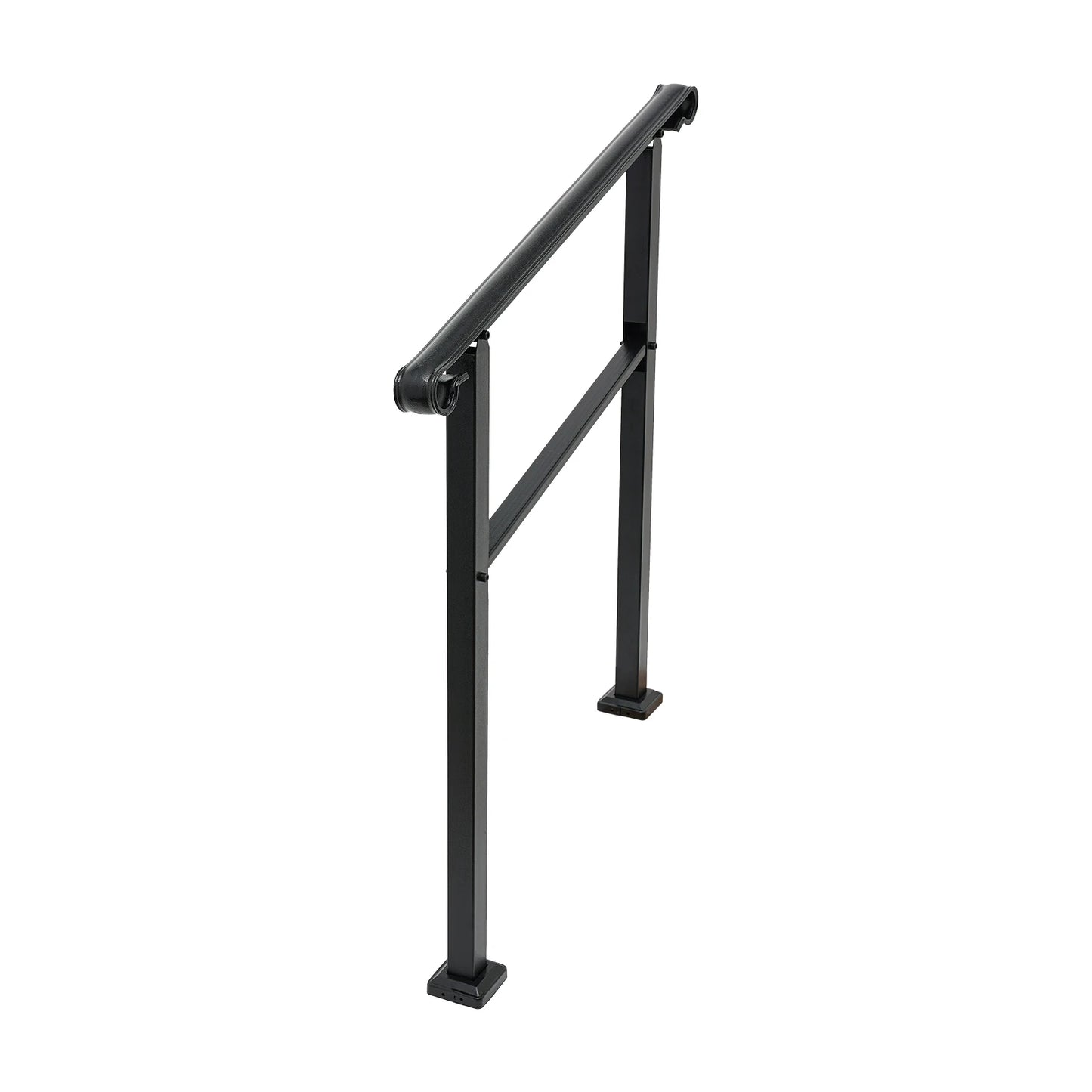 3-Step Staircase Handrail Ladder Type 881.8lbs Load-bearing For Outdoor Black/Dark Brown