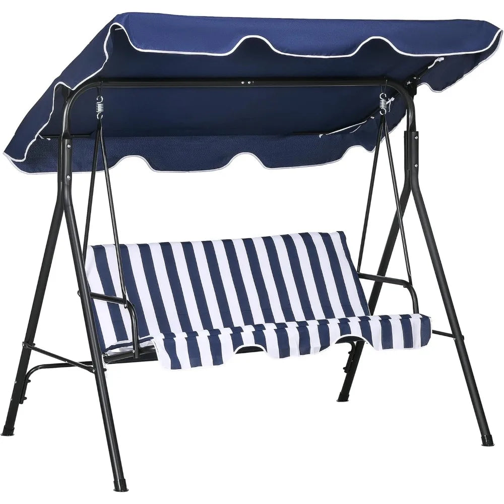 Outsunny Outdoor Patio Swing w/ Removable Cushion, Steel Frame Stand & Adjustable Tilt Canopy