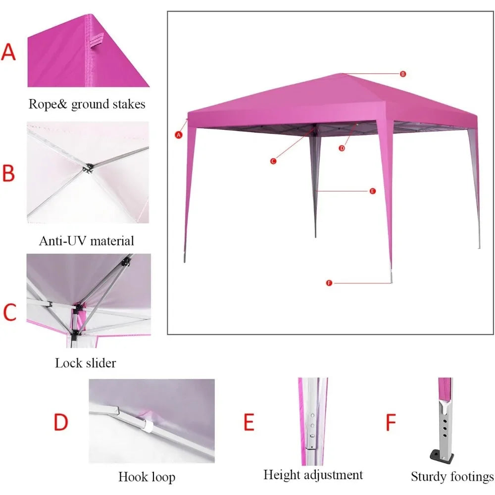 10 x 10 ft Pop-Up Canopy Tent Gazebo for Beach Tailgating Party, Outdoor Canopy, Sunshade Tent