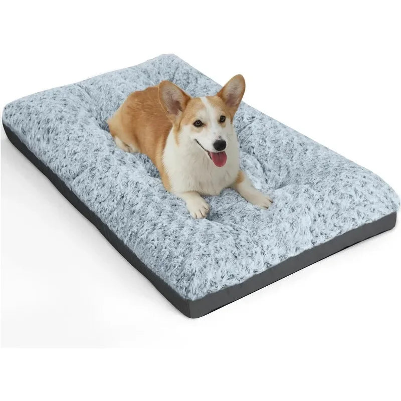 Washable XL Dog Bed Crate Mat 42 inch Comfy Kennel Pad Anti-Slip for Dogs Up to 90 lbs, 42" x 28"