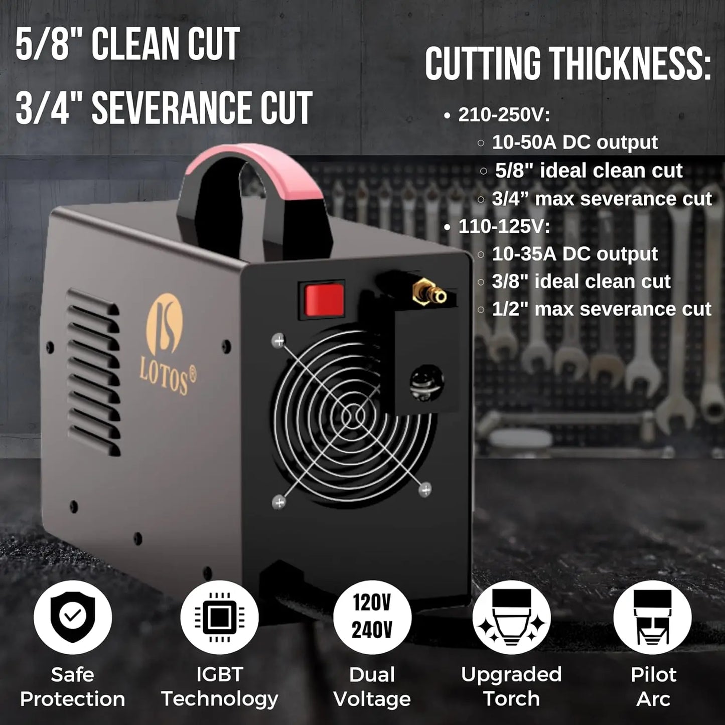 LTP5000D Plasma Cutter 2024 Upgraded 5/8" 16mm Clean Cut 3/4" 20mm Severance Cut 50A Non-Touch Pilot