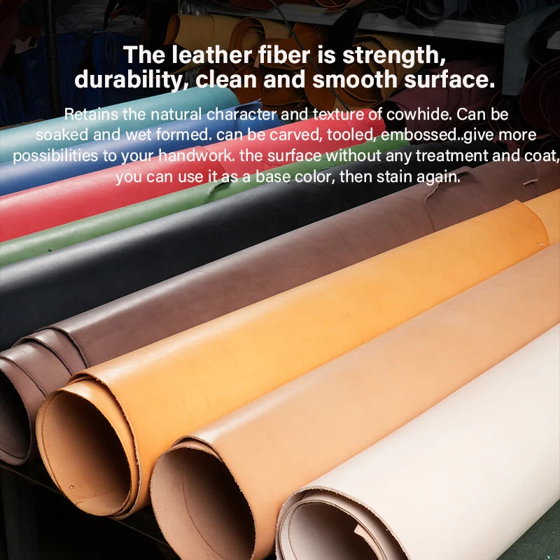 WUTA Full Grain Drum Dyed Vegetable Tanned Cowhide Skin Pre-cut Vachetta Leather Genuine Leather