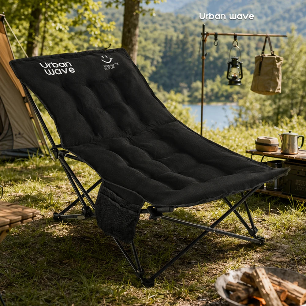 Outdoor folding bed, camping bed with mattress, portable folding bed, 330 Lbs capacity, carry bag