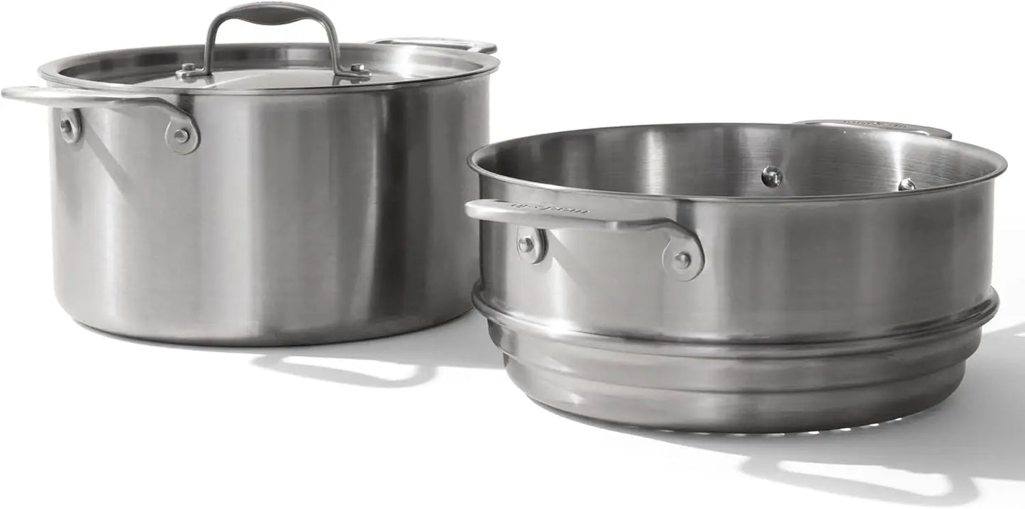 Made In Cookware-6/8/12 Quart Stainless Steel Stock Pot With Lid-5 Ply Stainless Crafted in Italy