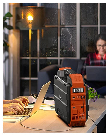 Portable Power Station w/Built-in Solar Panel 614WH/192000mAh LiFePO4 Battery Pack,600W AC/DC/USB/PD