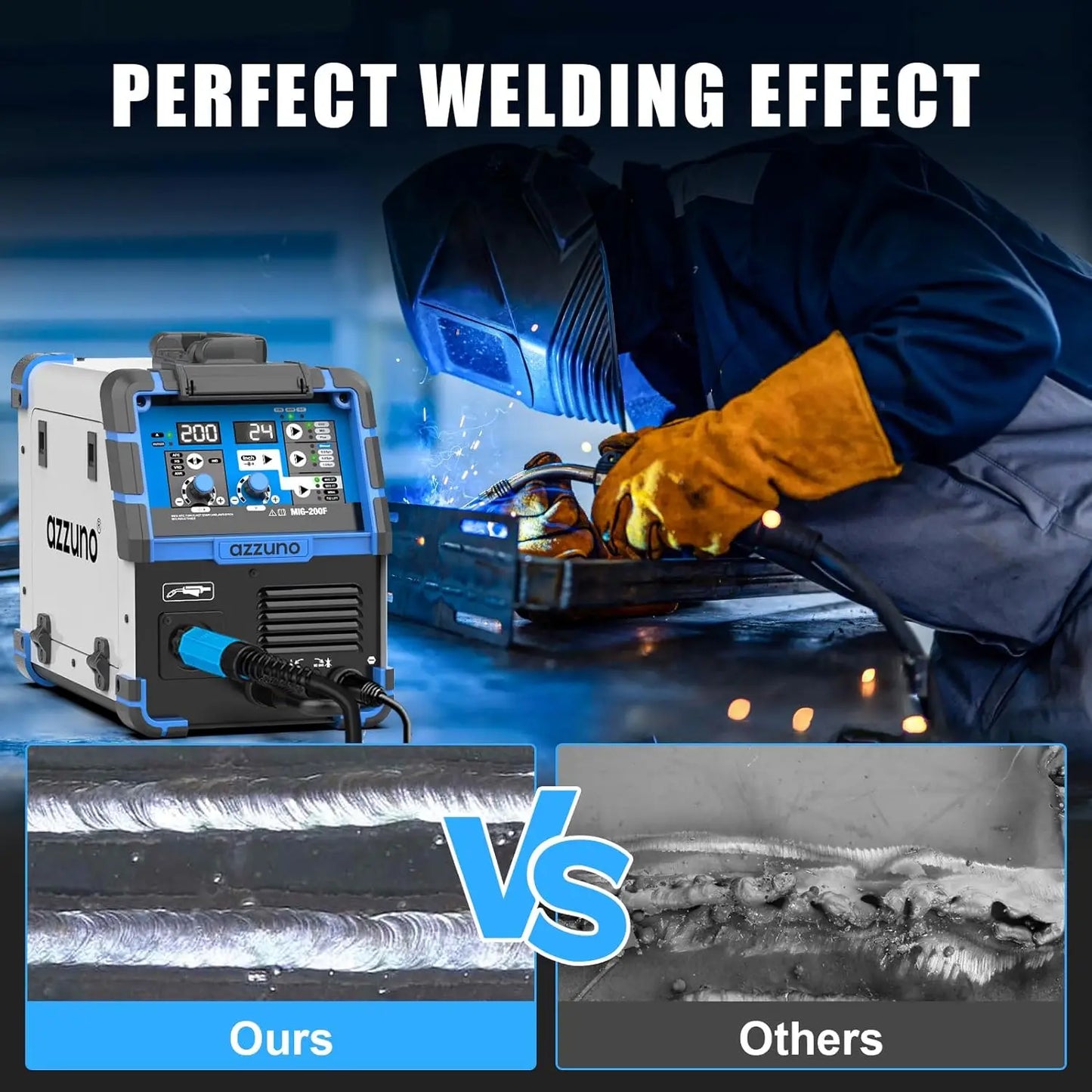 200A MIG Welder,110V/220V Dual Voltage/Gas Gasless/MIG Welding 4 in 1 Flux MIG/Solid Wire/Lift