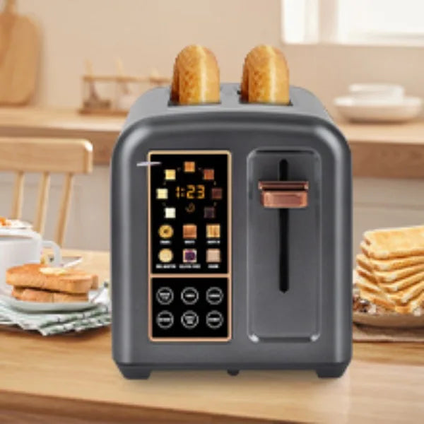 Toaster 2 Slice, Stainless Toaster LCD Display&Touch Buttons, 50% Faster Heating Speed, 1.5''Wide Slot, 1350W, Dark Metallic