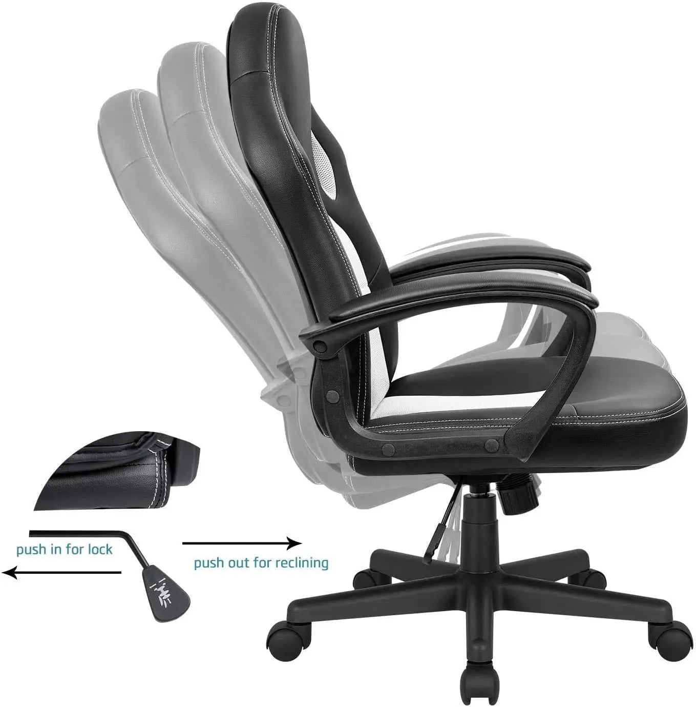 Office Gaming Chair High Back Leather Computer Chairs Ergonomic Height Adjustable Racing Game