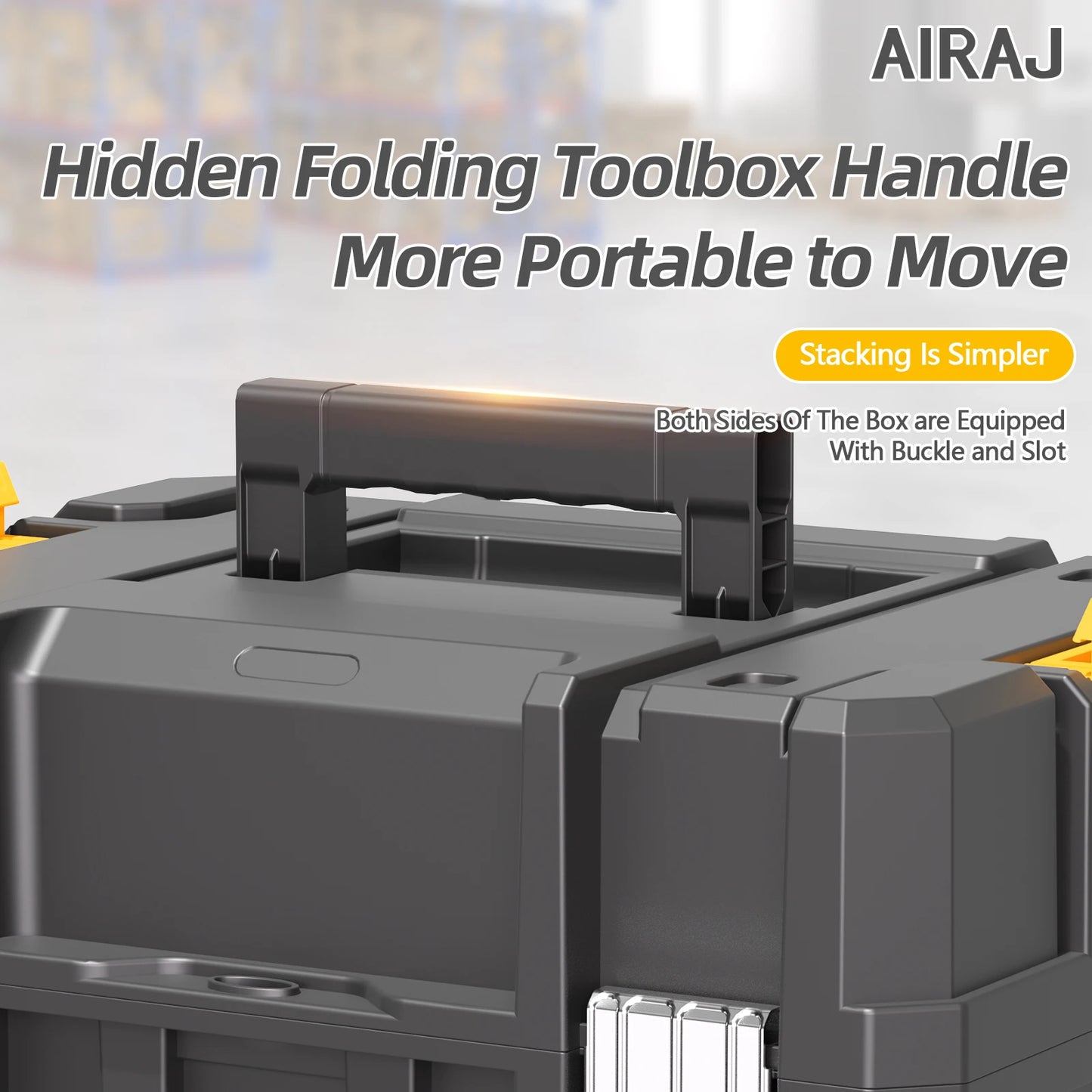 AIRAJ MultiFunctional Tier Stackable Rolling Plastic Portable Folding Tool Storage Box