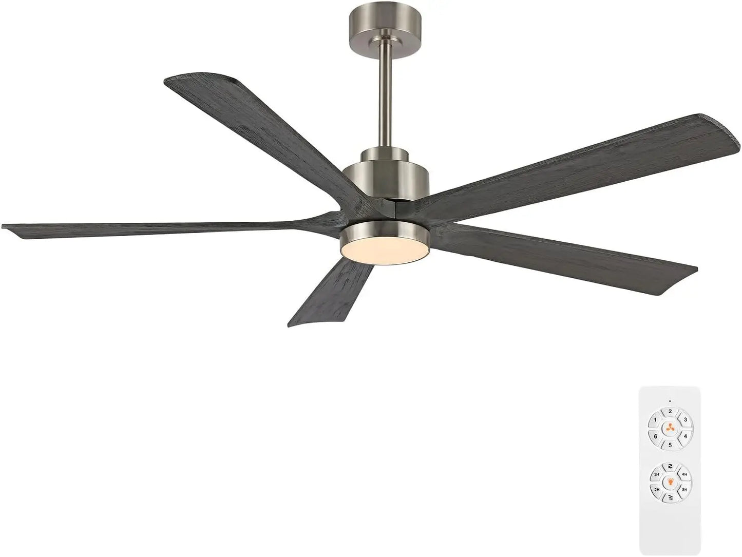 60" Modern Ceiling Fan w/Lights & Remote Control, 5 Solid Wood Blades 6-Speed Reversible DC Motor