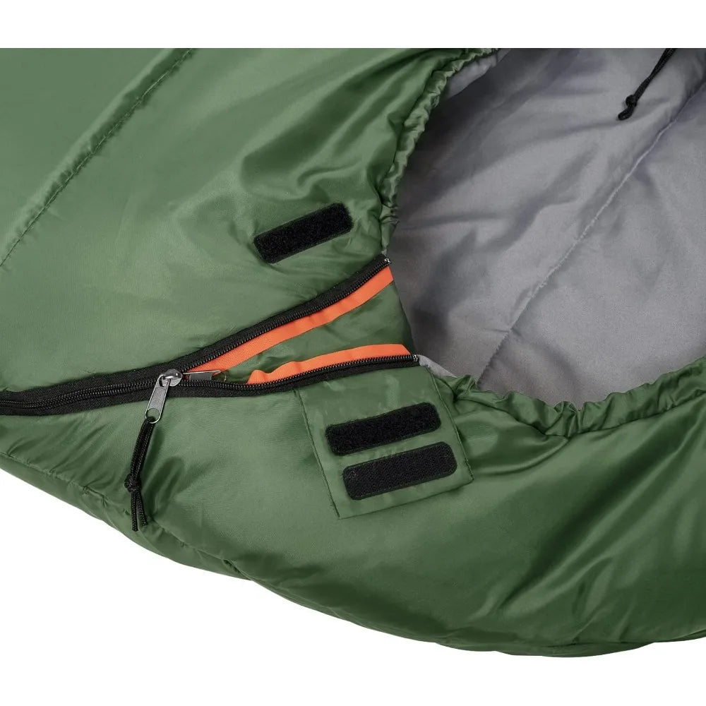 Sleeping Bag 3-Season 20 Degree F Mummy, Olive Green Winter Warm Sleeping Bags