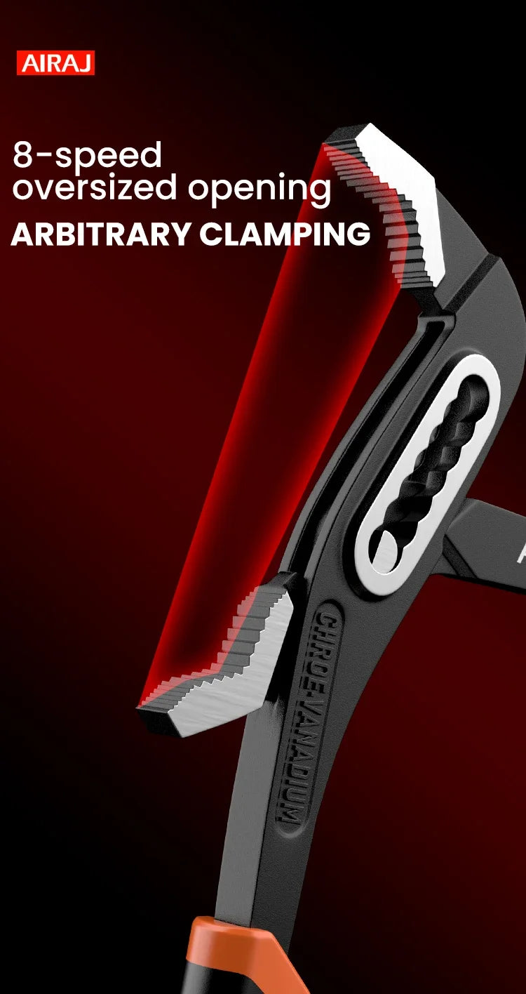 AIRAJ 8/10/12" Water Pump Pliers 3 Pack Large Jaw Heavy-Duty w/Quick-Release Lever & Non-Slip Handle