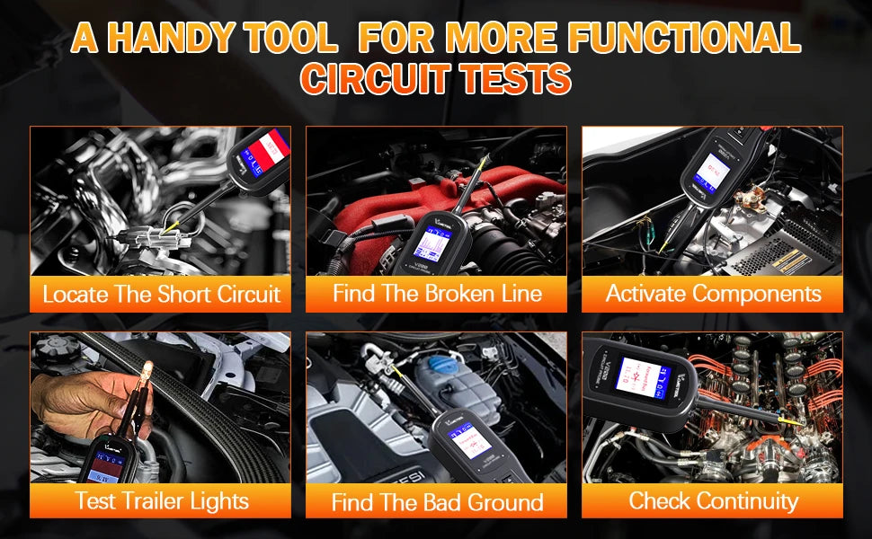 VDIAGTOOL V200 Car Electric Circuit Tester 6V-30V Power Probe Kit Electrical System Tester LCD