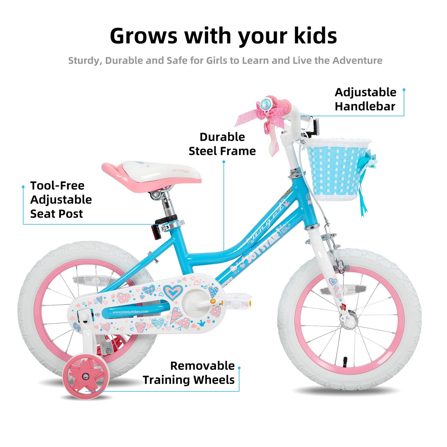 US warehouse Colorful Girls Bike with Basket & Training Wheels 12 14 16 18 Inch Kids Bike Foot Brake