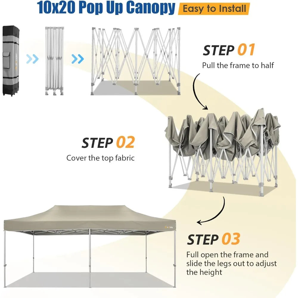 HOTEEL 10x20 Pop up Canopy Tent, Heavy Duty Easy Setup Tent Without Sidewalls