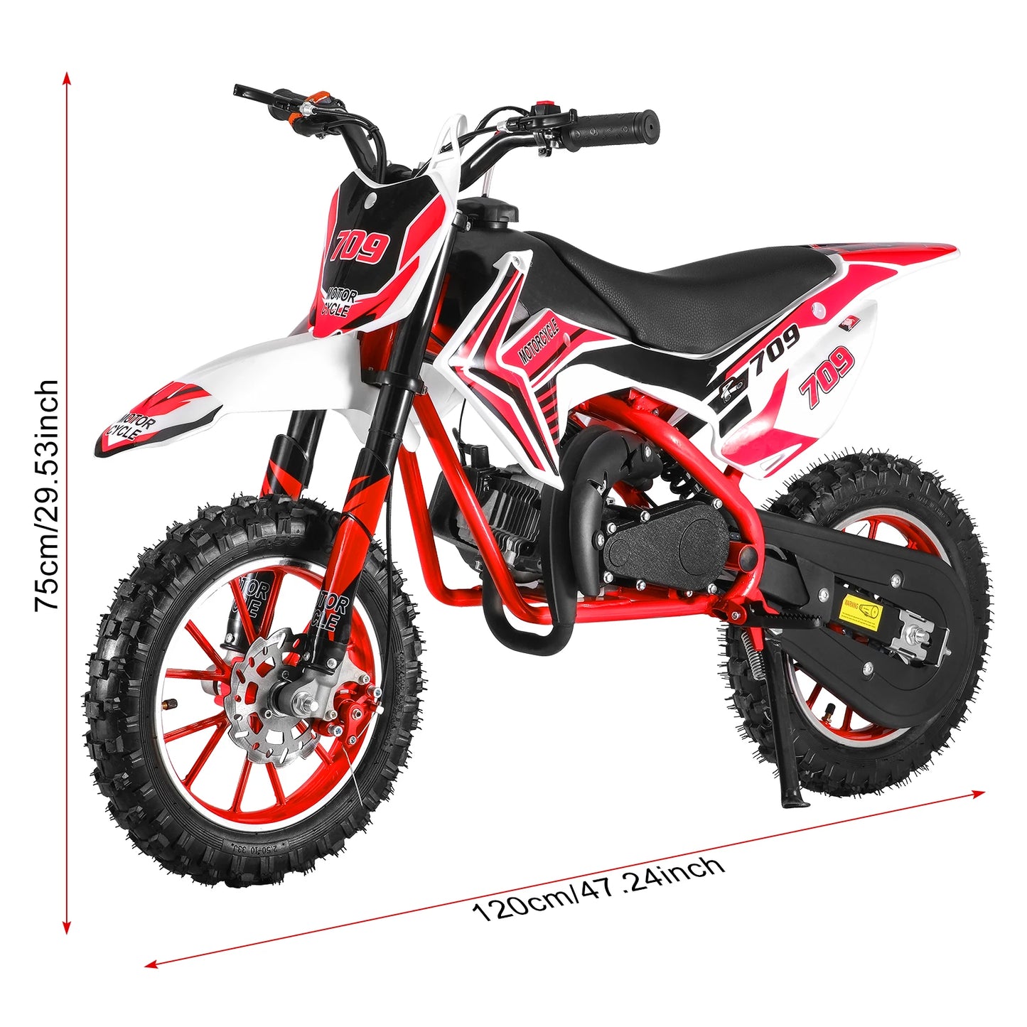 49cc 2-Stroke Kids Dirt Bike, Gas Power Motocross, Off Road Mini Motorcycle, Pocket Motorbike