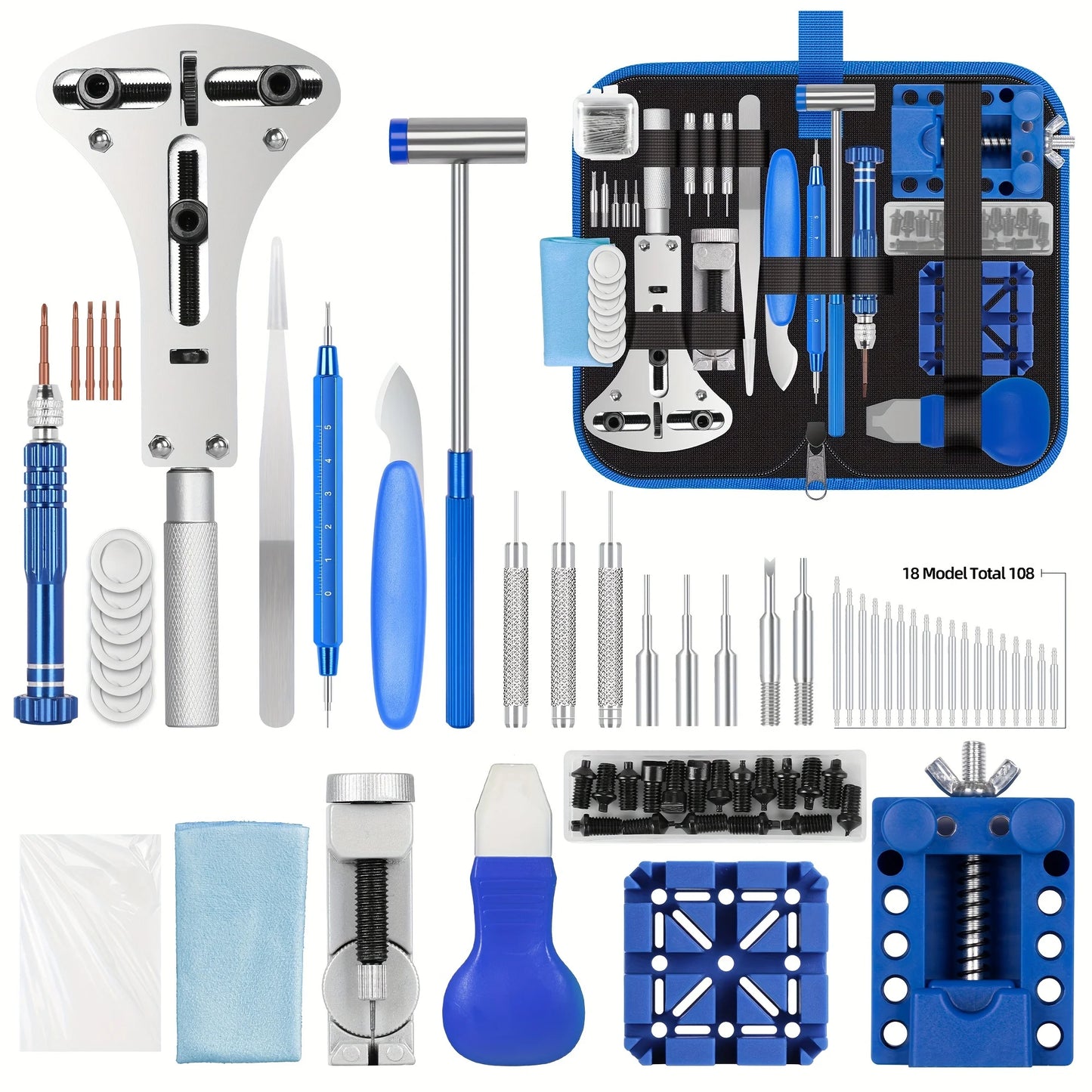 Watch Repair Kit, Professional Watch Repair Tool, Watch Battery Replacement Tool Kit 224 pcs