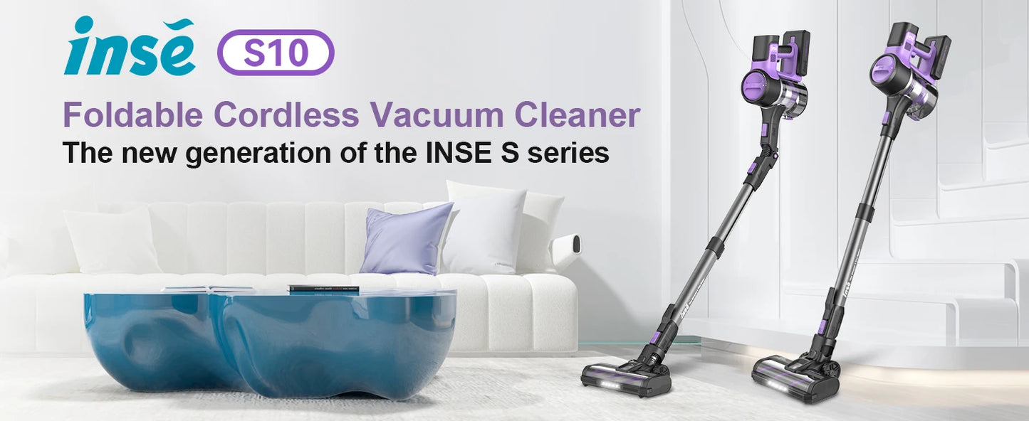 INSE S10 Cordless Vacuum Cleaner, 6-in-1 Stick Vacuum w/30Kpa 350W Suction, Max 50 Min Rechargeable