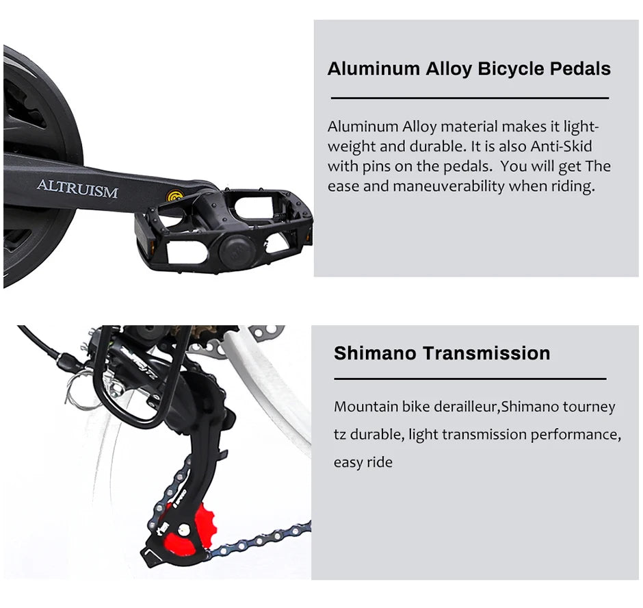 26 Inch Mountain Bike 21 Speed Dual Suspension Adult Bicycle with Adjustable Disc Brake