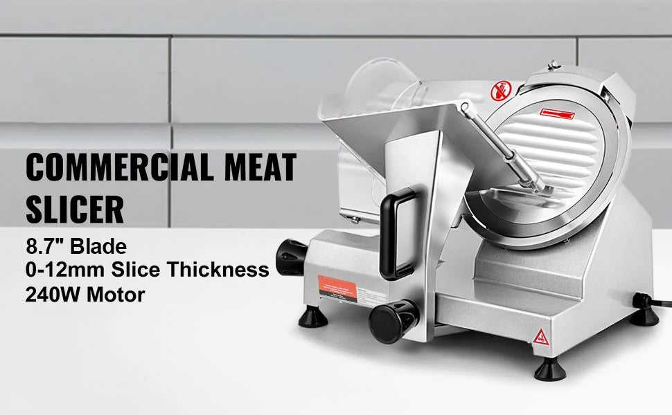 SucceBuy Meat Slicer 8/10inch Carbon Steel Blade Electric Deli Food Slicer Adjustable/Commercial