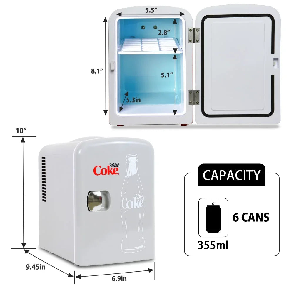 6 Can Mini Fridge Portable 4L Mini Cooler Refrigerator